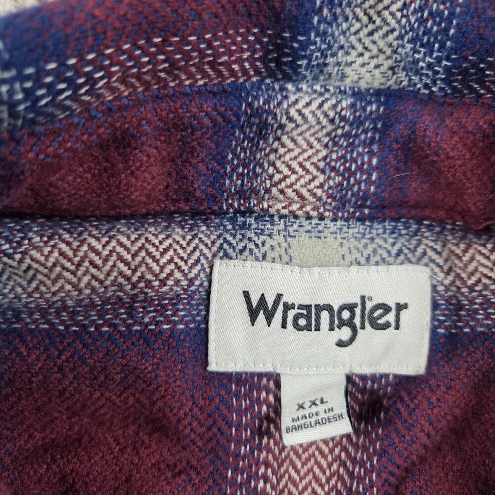 Wrangler Flannel Shirt Mens 2XL Long Sleeve Plaid Button Up Western Cowboy - Picture 2 of 5